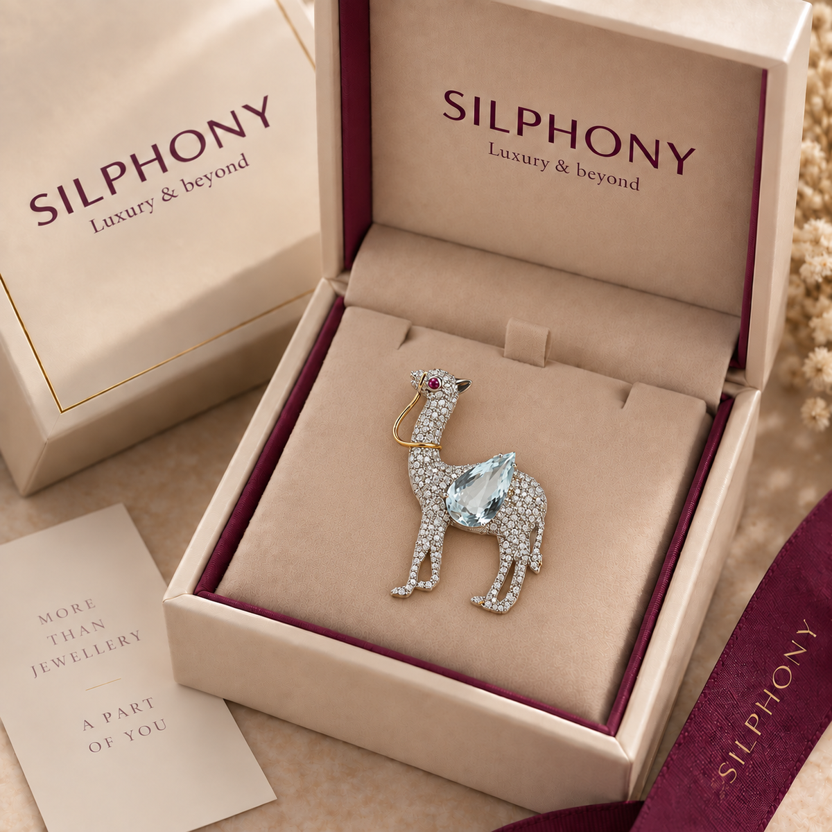1.34 ct Natural Diamond Camel Pendant