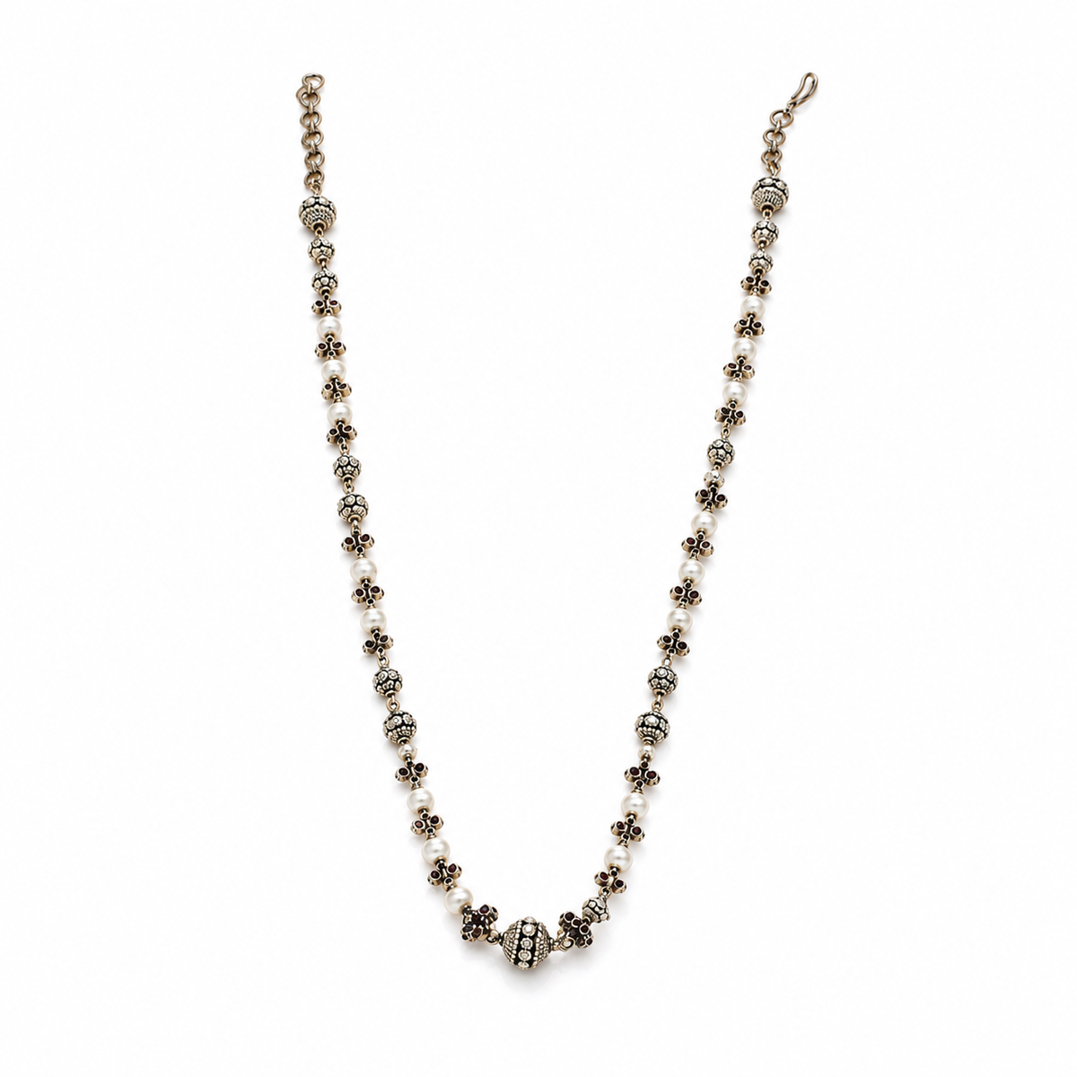 925 Sterling Silver Floral Link Chain Necklace | Elegant Oxidized Finish | Hallmerked
