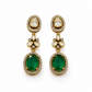 925 Sterling Silver Green Emerald & Polki Drop with Moissanite Gold Finish Statement Earrings