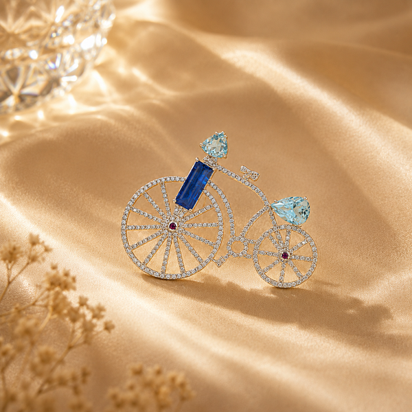 1.46 Ct Natural Diamond Bicycle Pendant | Designer Jewellery