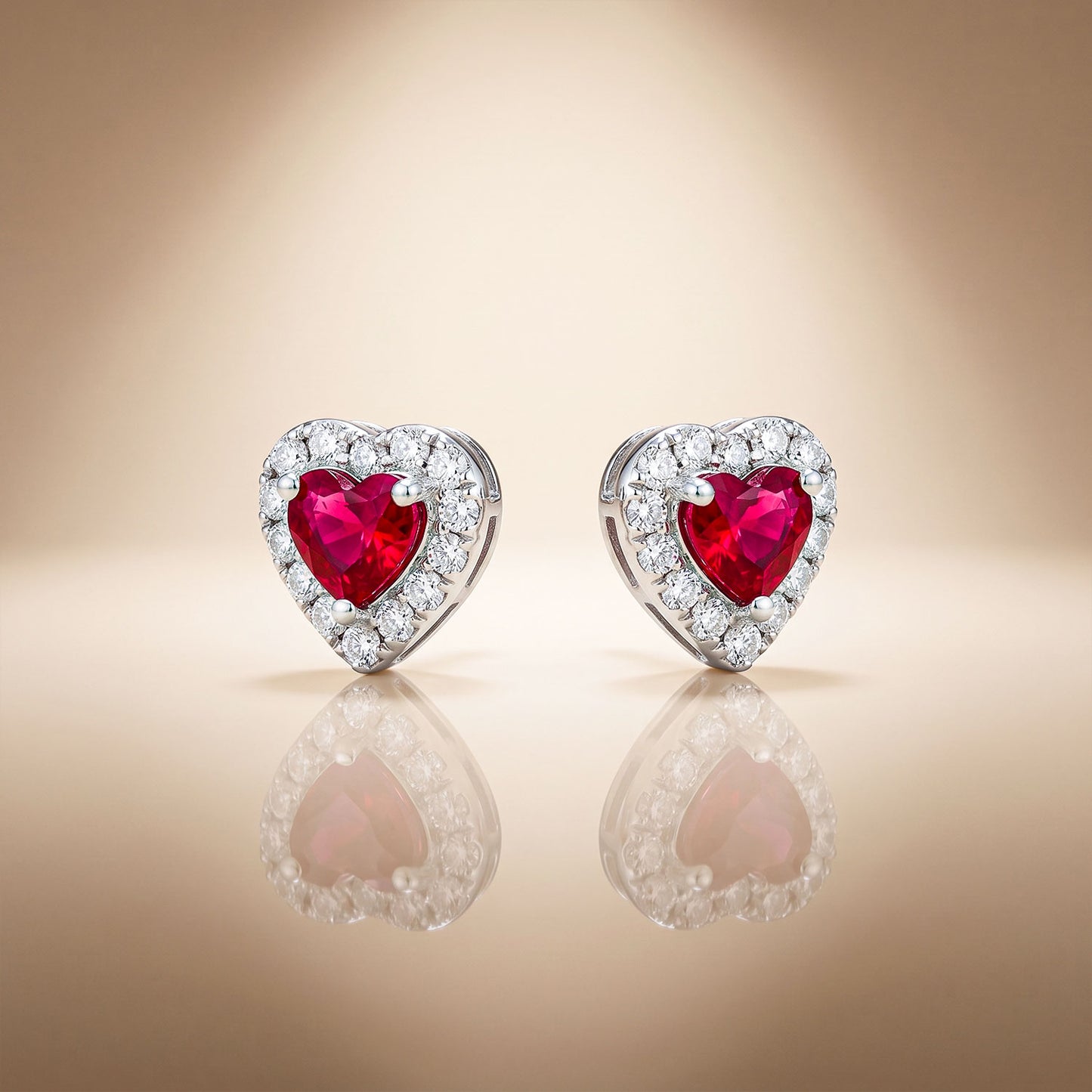 Ruby Romance - Heart Silver Pendant Set