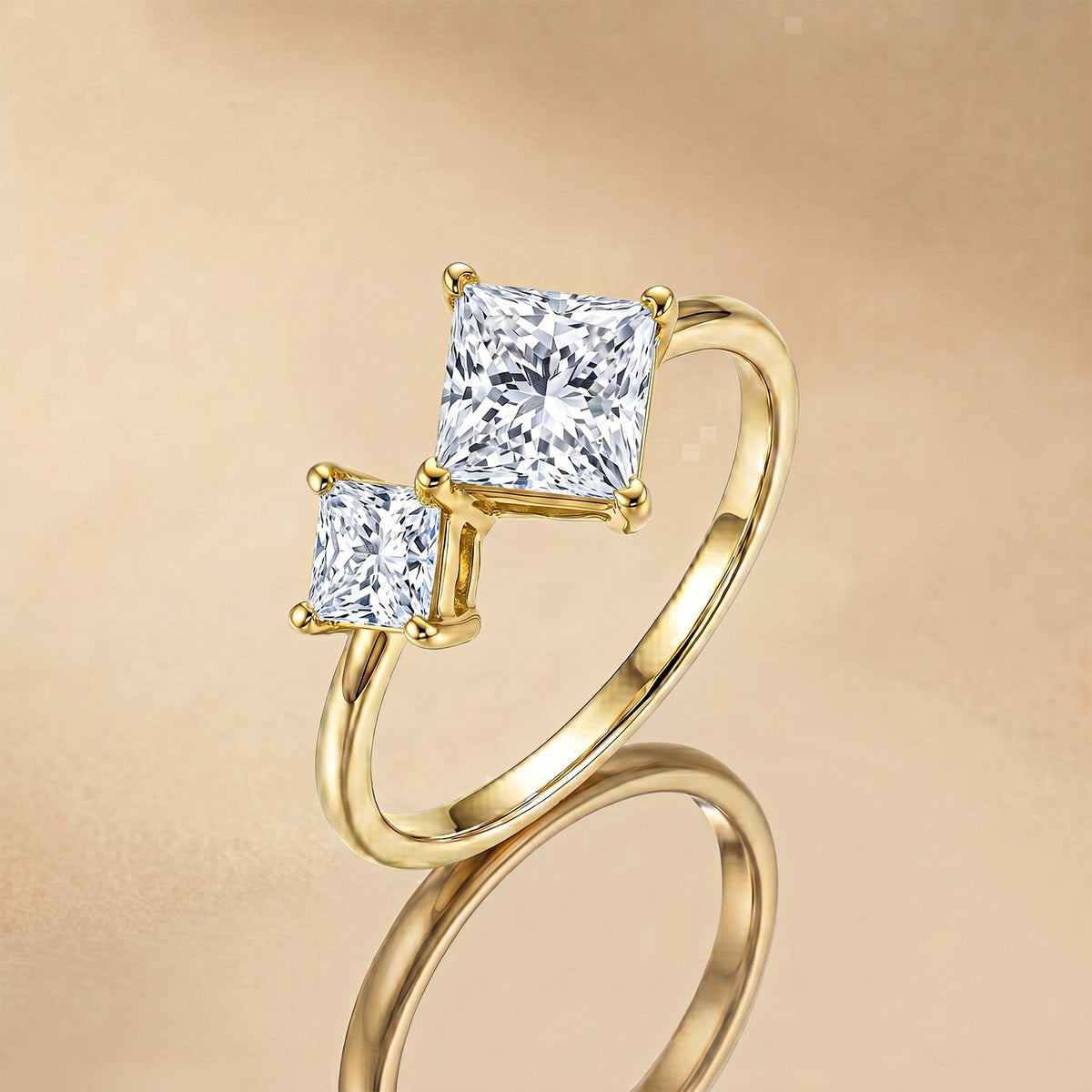 1.83ct Lab-Grown Diamond Square-Cut Two-Stone Statement Ring