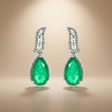 925 Silver Emerald Doublet Pear Drop Necklace Set