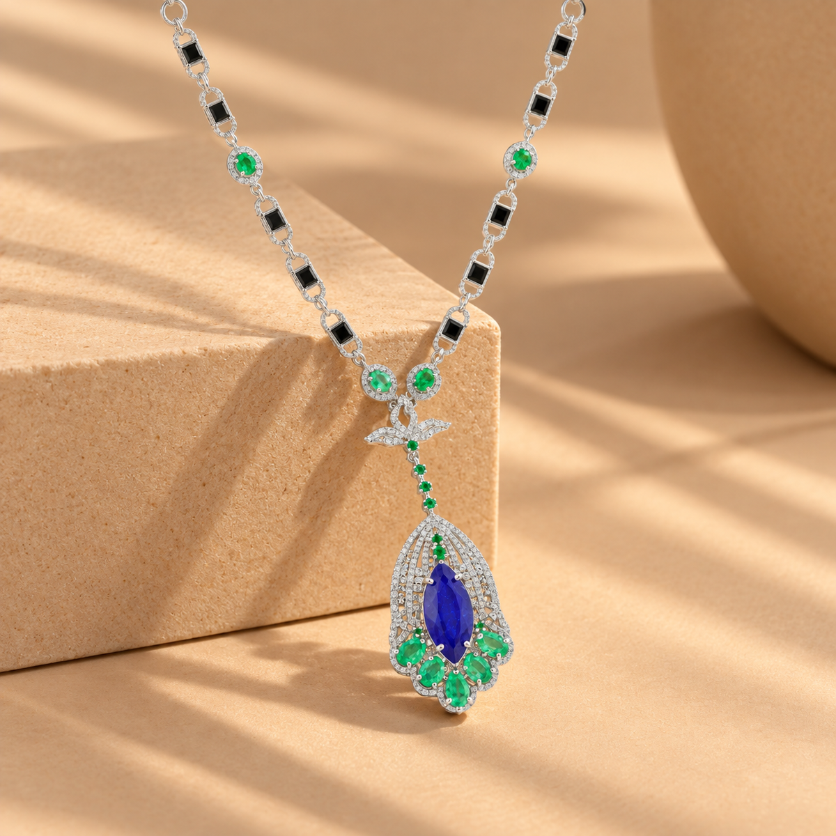 3.8 ct Natural Diamond Tanzanite Necklace