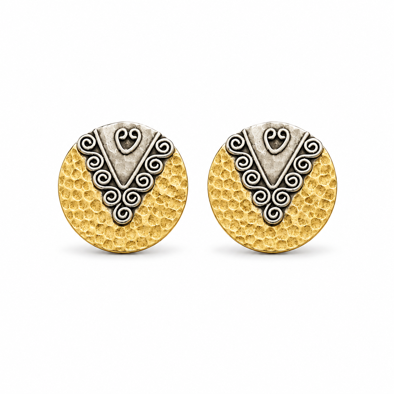 Round Oxidized Stud 925 Sterling Silver Statement Earrings for Women