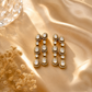 925 Sterling Silver Long Drop Rectangular Stone Statement Earrings