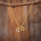 925 Sterling Silver Moon & Star with Moissanite Chain Pendant