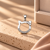 925 Silver Moissanite Kitty Pendant Chain