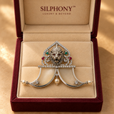 Lion Face Sher Nakh Silver Pendant with Quartz and Pearls Fine Jewelry