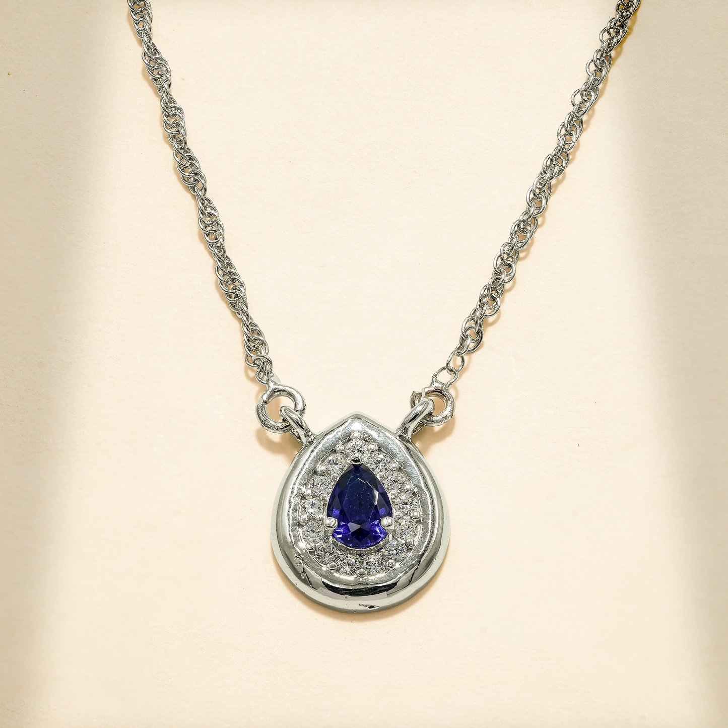 One-of-One 92.5 Silver Navy Teardrop Pendant Necklace
