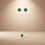 Emerald Aura - 92.5 Silver Pendant Set