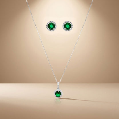 Emerald Aura - 92.5 Silver Pendant Set