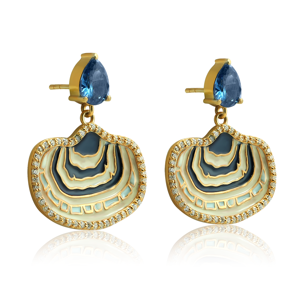 Ocean Blue Geode Drop Earrings