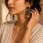 Ethnic Silver Oxidized Drop Statement Earrings with Pearl Dangles Hallmarked Jewellery