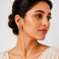 925 Sterling Silver Polki & Moissanite Stud Floral Statement Earrings