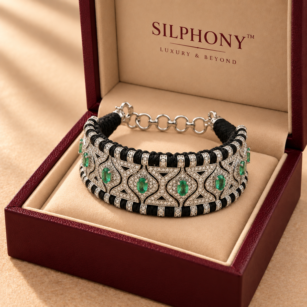5.8 ct Natural Diamond Emerald 925 Silver Cuff Bracelet