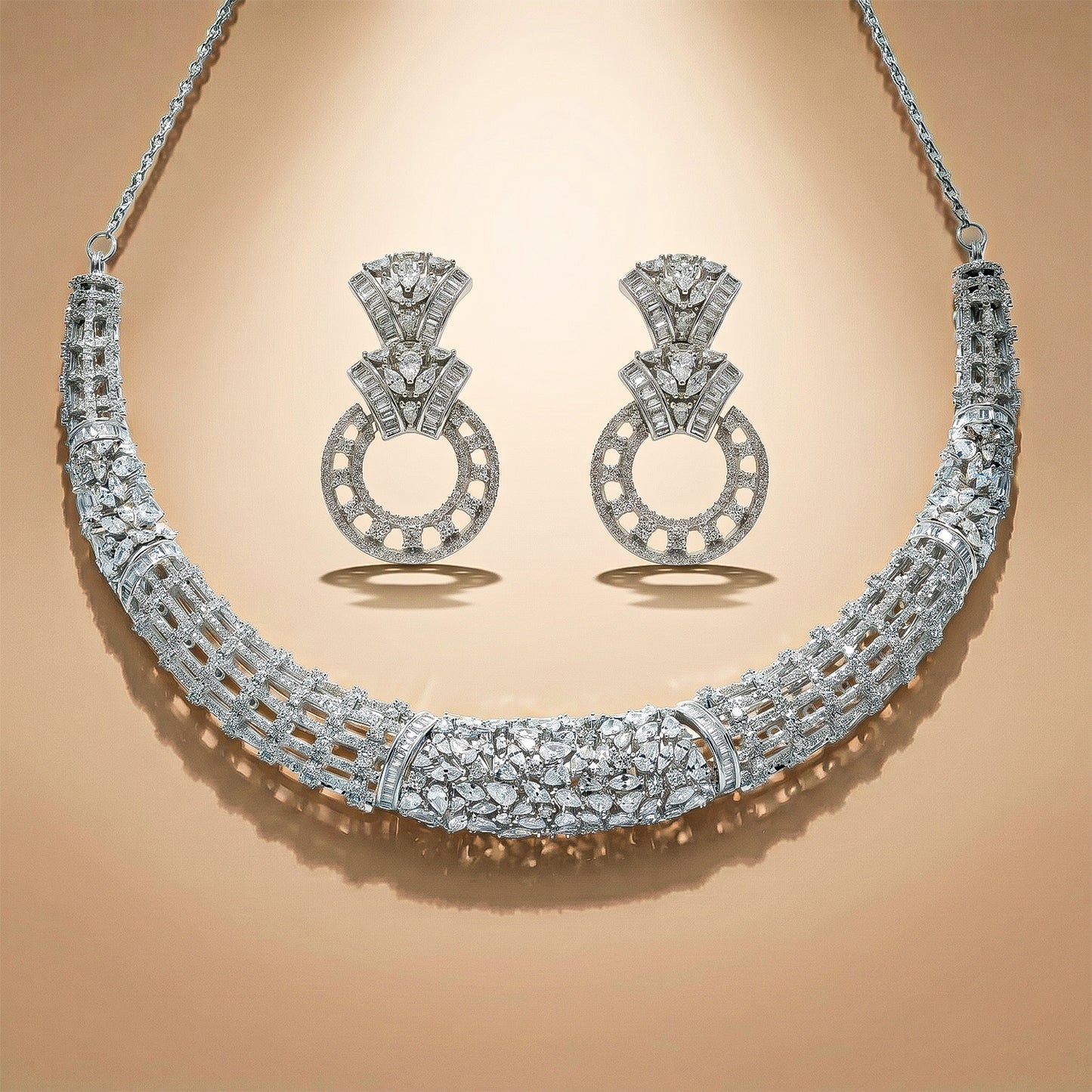 92.5 Sterling Silver Structured Luminosity Necklace Set