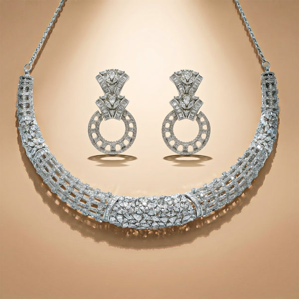 92.5 Sterling Silver Structured Luminosity Necklace Set
