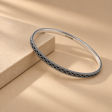 Oxidized Silver Twisted Rope Wave Bangles Set of 4 for Women