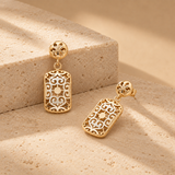 Rose Gold Floral Filigree Drop Earrings