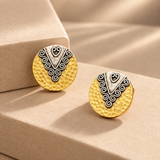 925 Silver Gold Plated Round Stud Earrings For Women