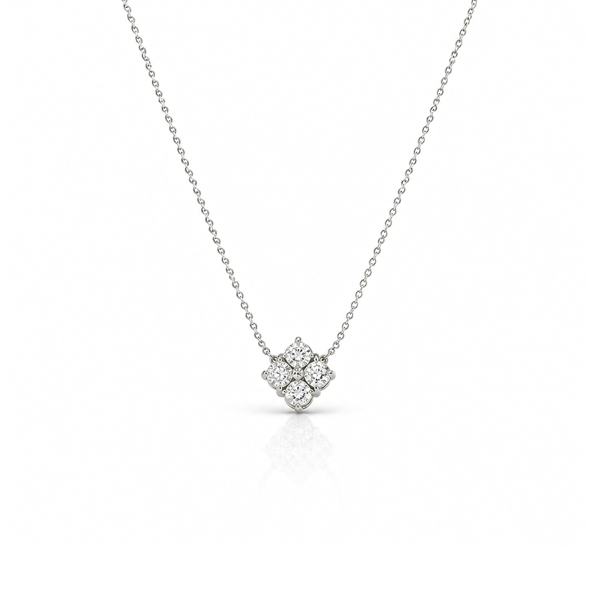 1.19ct Lab-Grown Diamond 925 Silver Pendant Floral Necklace