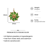 925 Silver Green Enamel Floral Pendant