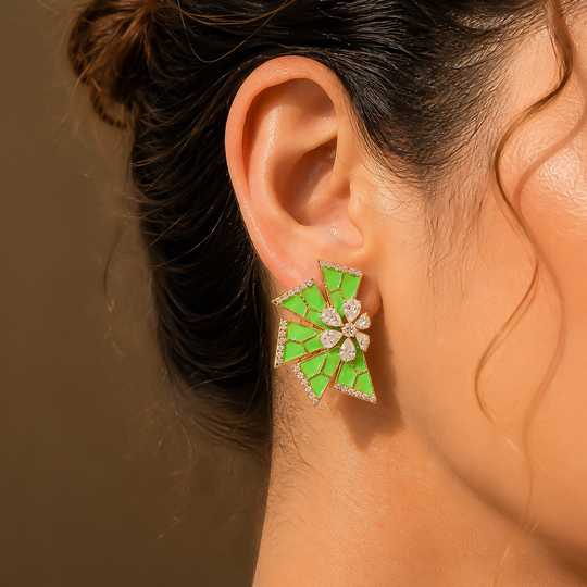 Emerald Starburst Luxe Statement Earrings