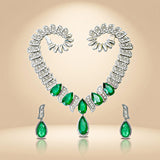 925 Silver Emerald Doublet Pear Drop Necklace Set