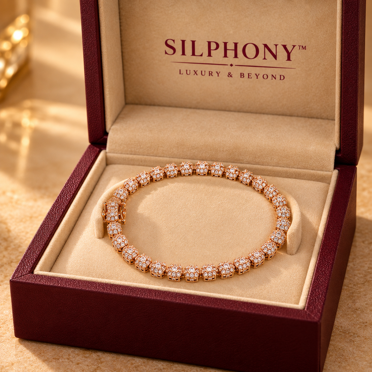 925 Silver Rose Gold Moissanite Tennis Bracelet for Women