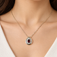 16 Inch 925 Sterling Silver Garnet-Red Quartz & Moissanite Chain Pendant