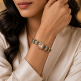 Rose Gold Moissanite Quartz Emerald Stone Bracelet