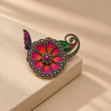 Enamel Floral Paisley Brooch For Women