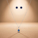 Sapphire Round - 92.5 Silver Pendant Set