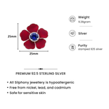 One-of-One 92.5 Silver Red Enamel Floral Stud Earrings with Blue Center