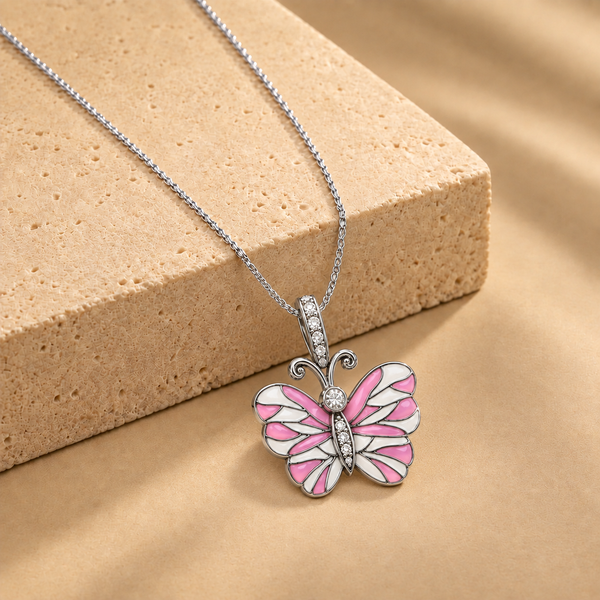 0.15 Ct Natural Diamond with 925 Silver Butterfly