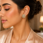 925 Sterling Silver Polki & Moissanite Elegant Statement Stud Earrings for Women