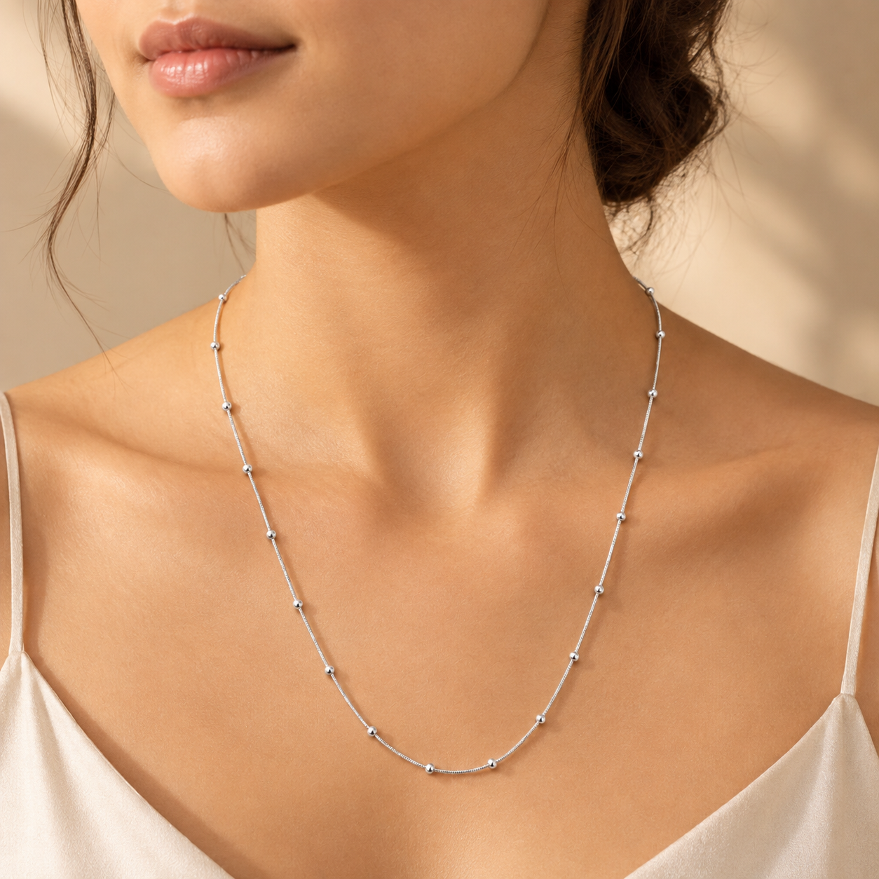18 Inch 925 Sterling Silver Beaded Chain Hallmarked Jewellery