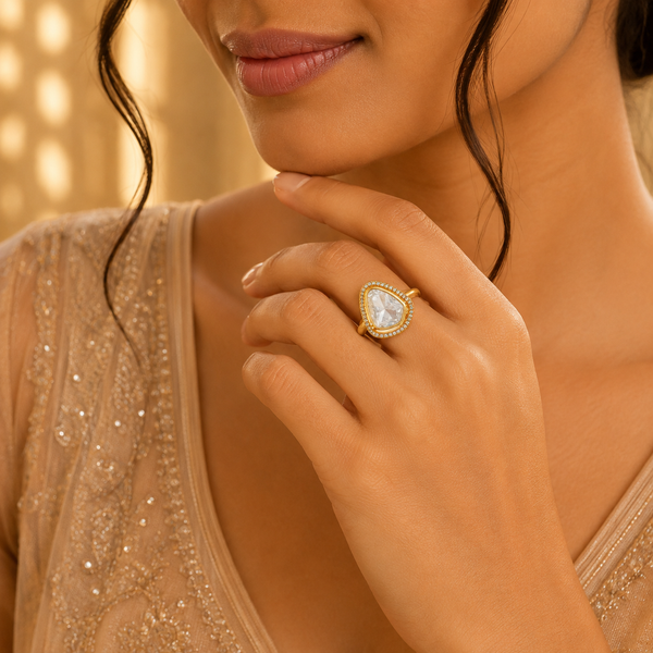 925 Sterling Silver Pear-Shaped Moissanite Ring