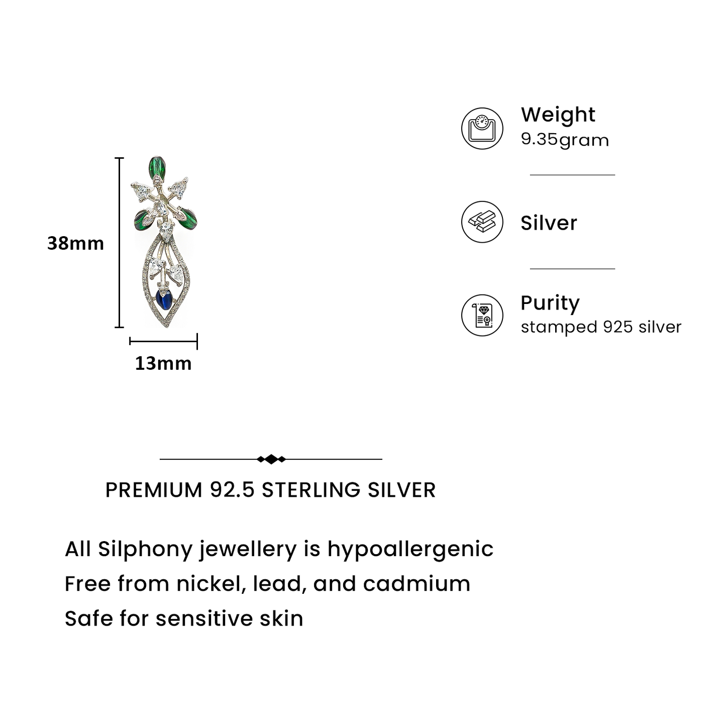 92.5 Sterling Silver Floral Cascade Necklace Set
