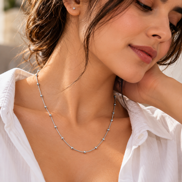 18 Inch 925 Sterling Silver Beaded Chain