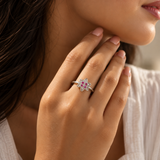 925 Sterling Silver Moissanite Flower Ring