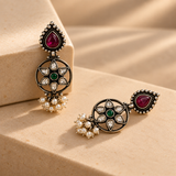 925 Silver Floral Pearl Drop Earrings
