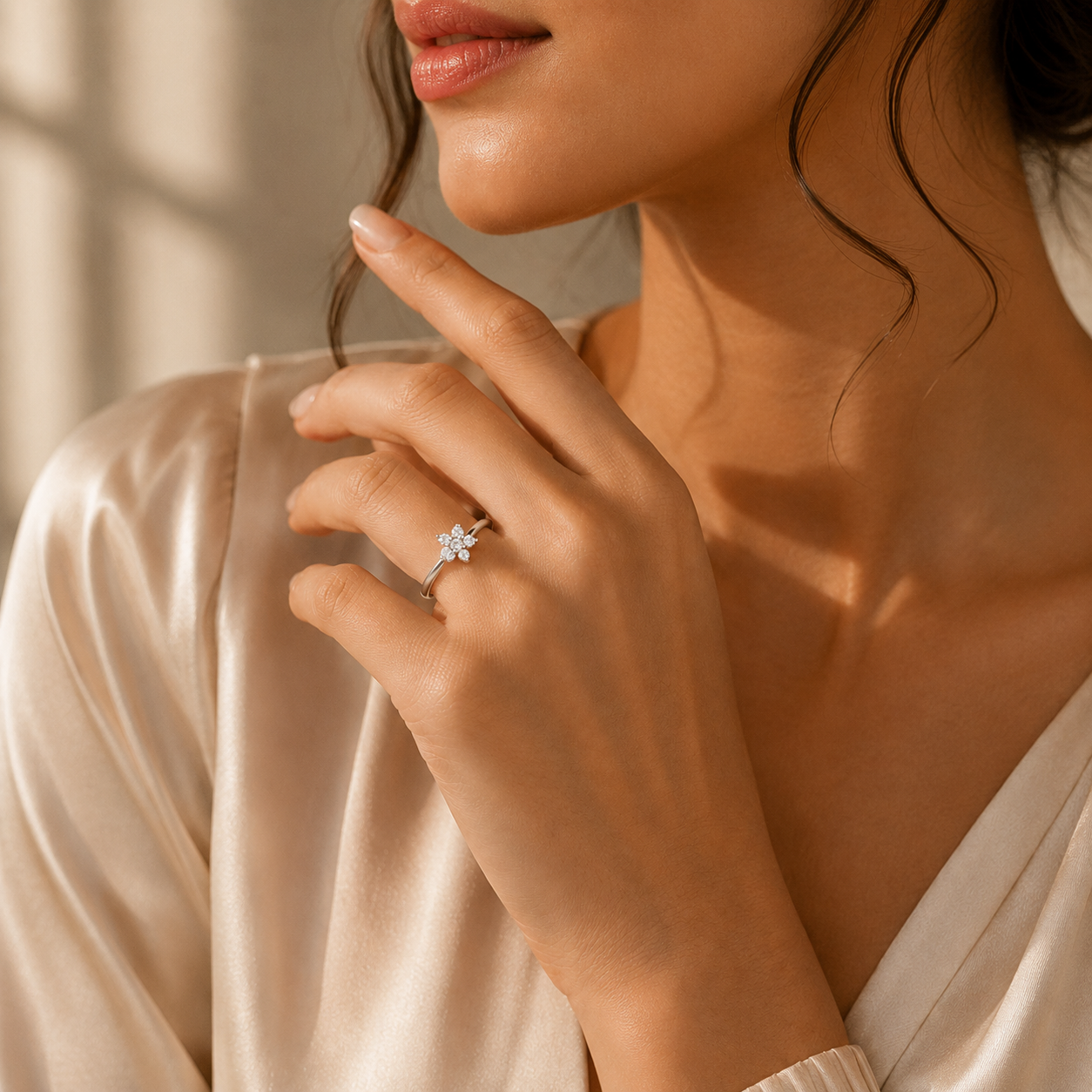 Flower Cluster Silver Minimalist Silver Ring for Women