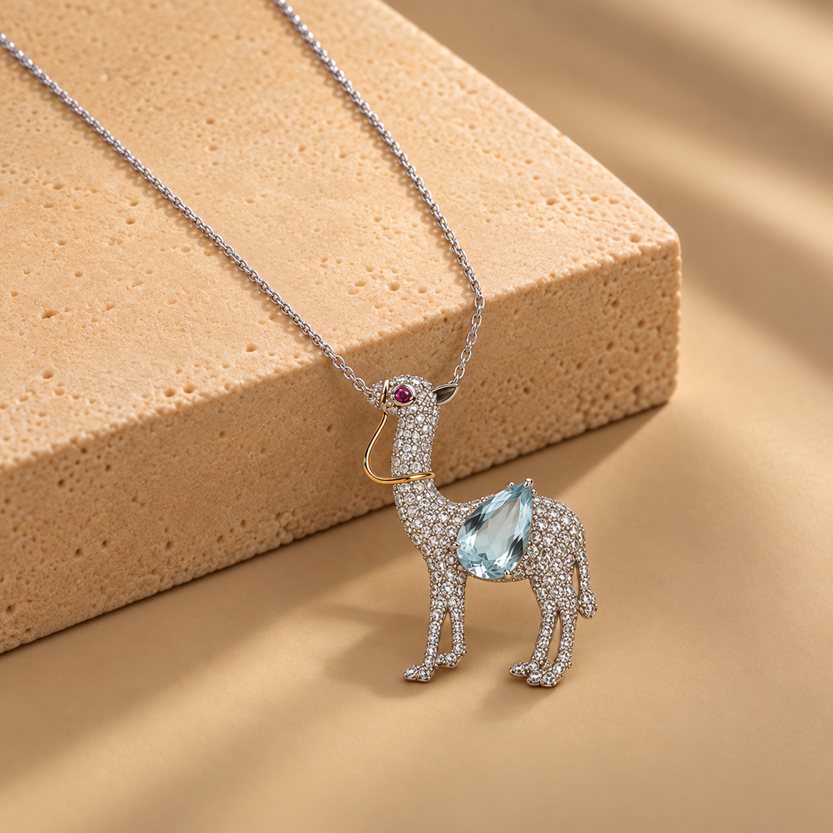 1.34 ct Natural Diamond Camel Pendant