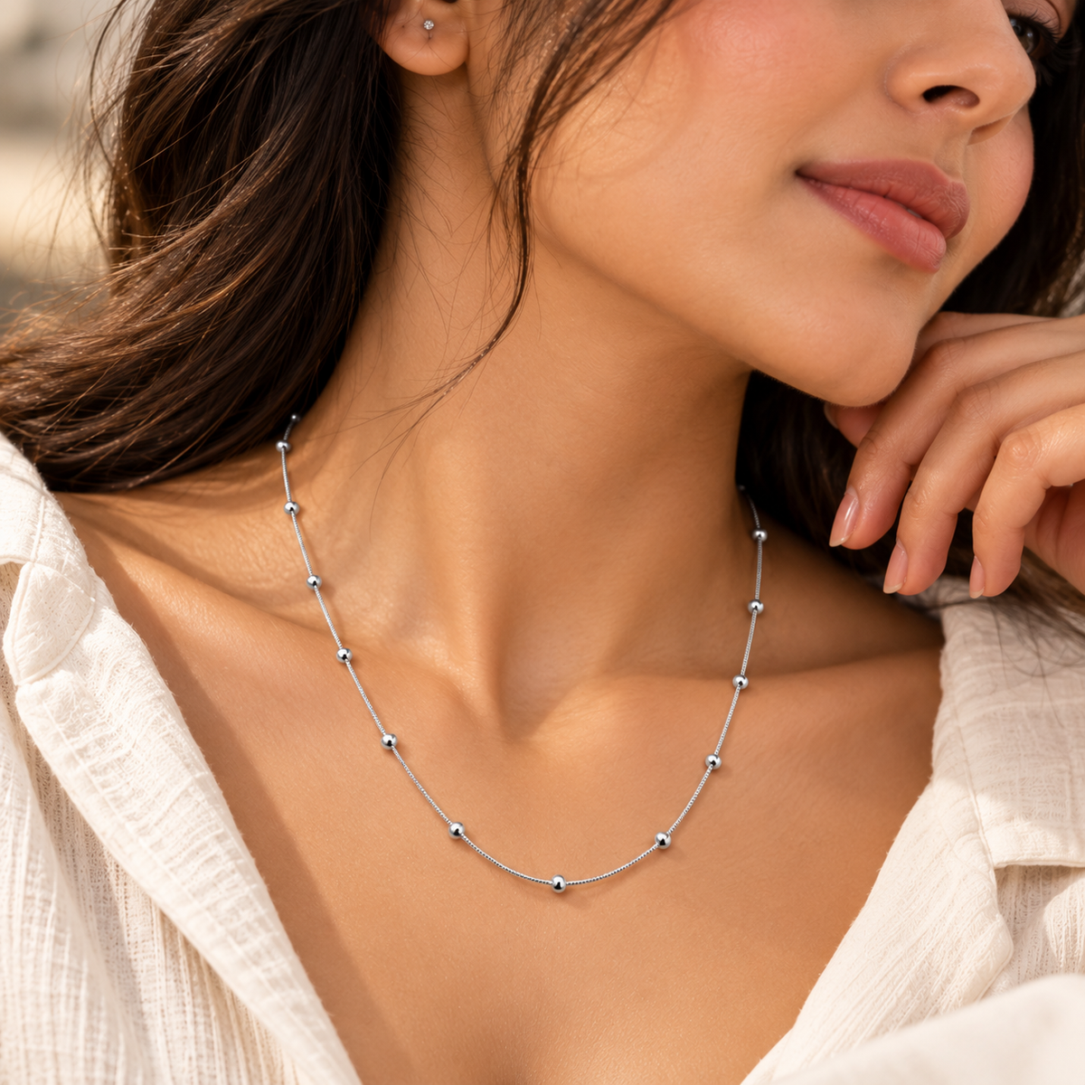 925 Silver Beaded Chain