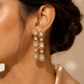925 Sterling Silver Long Drop Rectangular Stone Statement Earrings