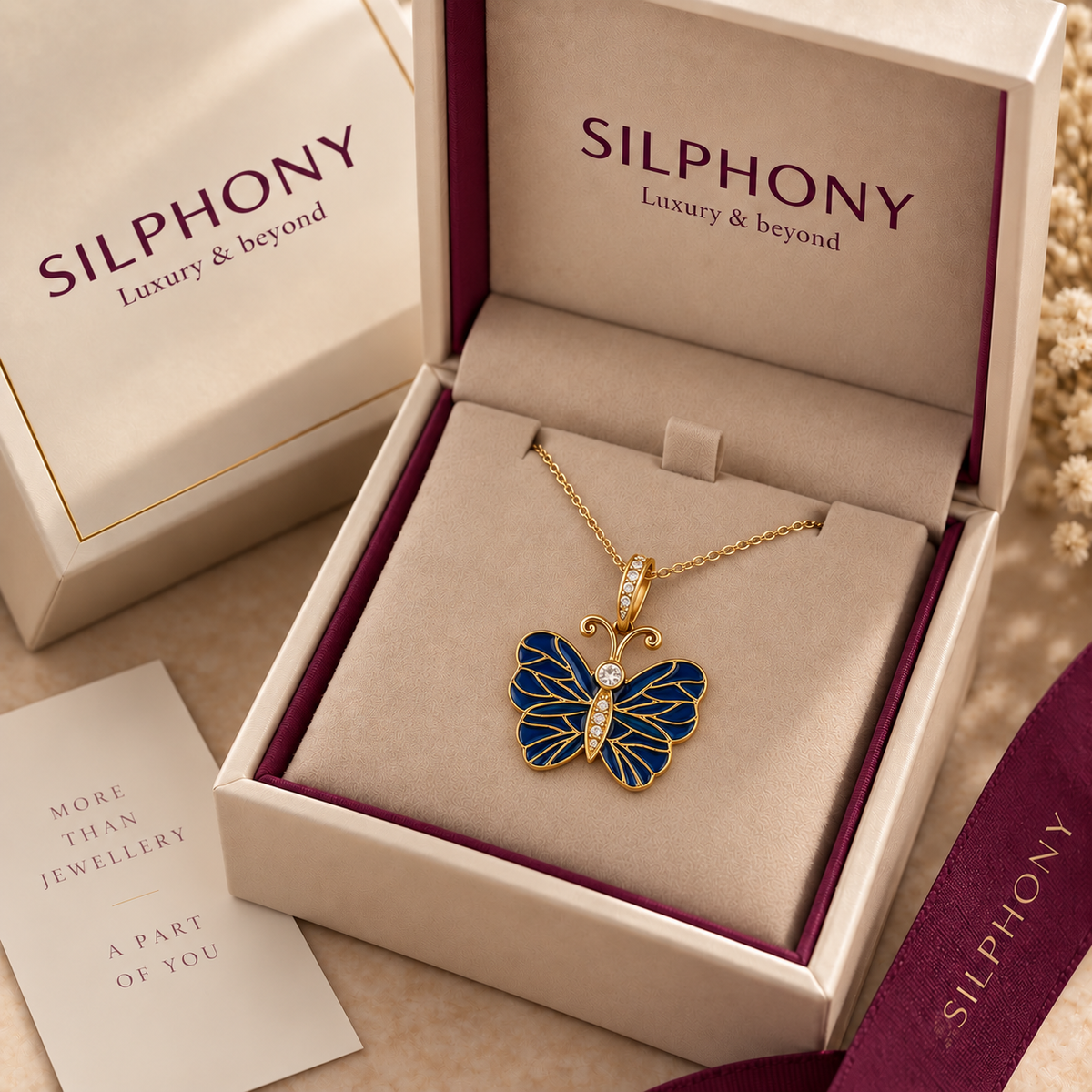 925 Silver Gold Plated 0.15 ct Natural Diamond Butterfly Pendant