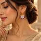 Multicolor Enamel Drop Earrings with Orange Quartz