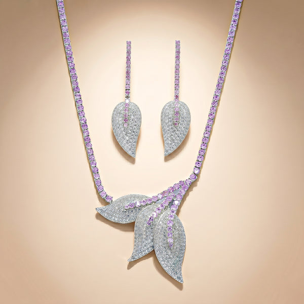92.5 Sterling Silver Petal Cascade Necklace Set